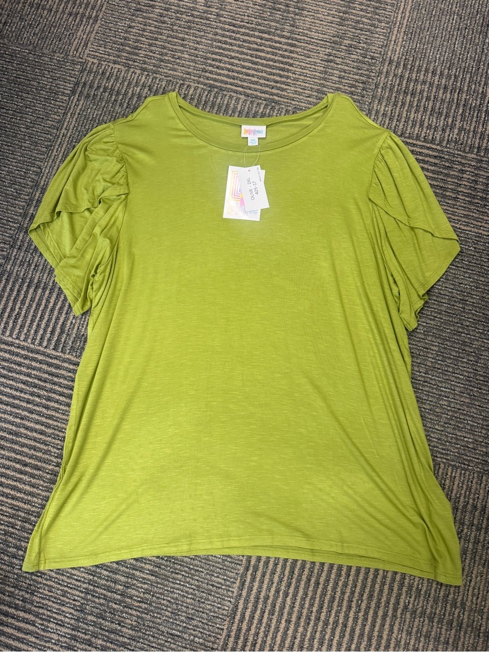 NWT LuLaRoe Olive Green Tulip Sleeve Sz 2XL